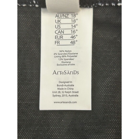 Artesands Cantata Forte Black White Monet Curve Fit Mid-Rise Swim Bottoms Sz 14 - Picture 7 of 12